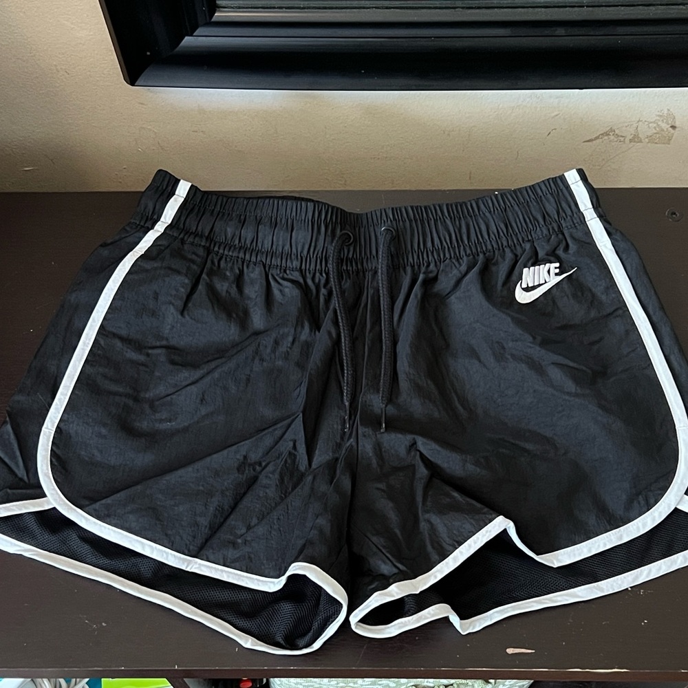 Nike Women's Black and White Athletic Shorts